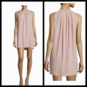 NWT BCBG MaxAzria Lynzie Pleated Shift Dress•Small Pockets Blush Coquette Mod